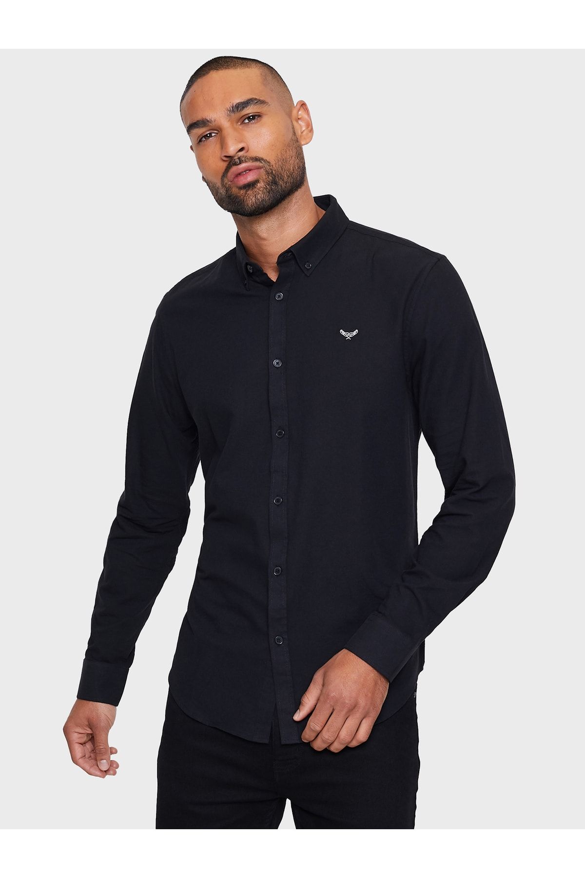 Threadbare Hemd Schwarz Regular Fit