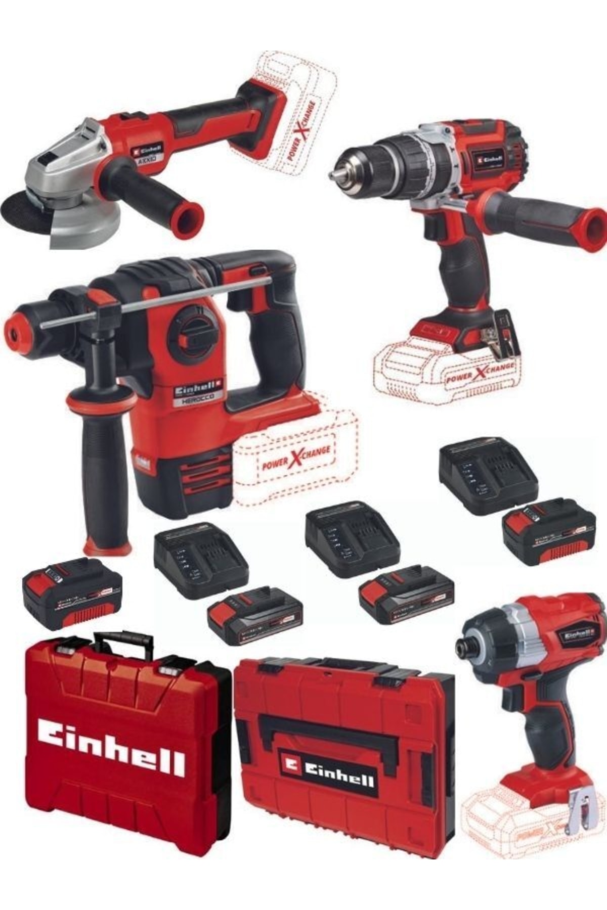 Einhell Tp-cd 18/60 Li-i Bl Matkap Te-cı Bl Herocco 18 Axxio 18/115 Q Taşlama 2x4.0+2x2.5 Akülü Set