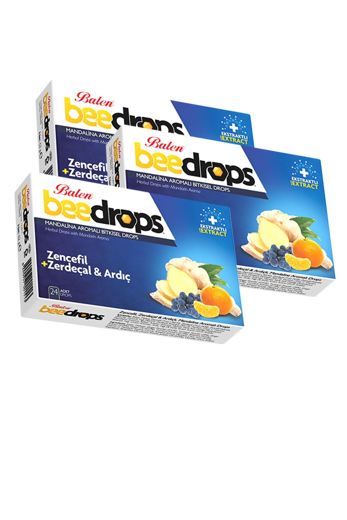 Balen 3 Kutu Zencefil Zerdeçal Ve Ardıç Mandalina Aromalı Bitkisel Beedrops Pastil Boğaz Pastili