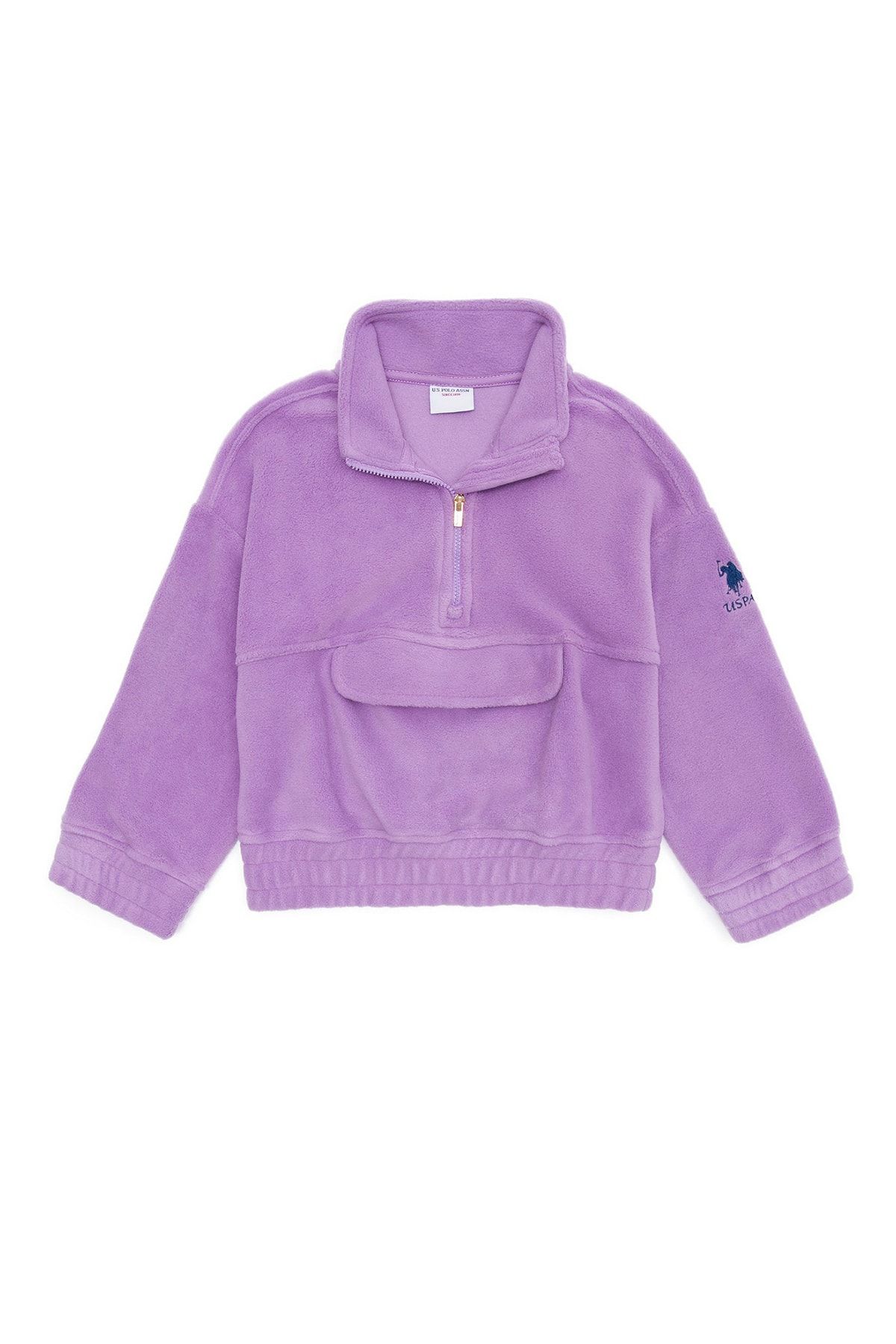 سویشرت دخترانه صورتی ساده Kaısedkıds U.S. Polo Assn.