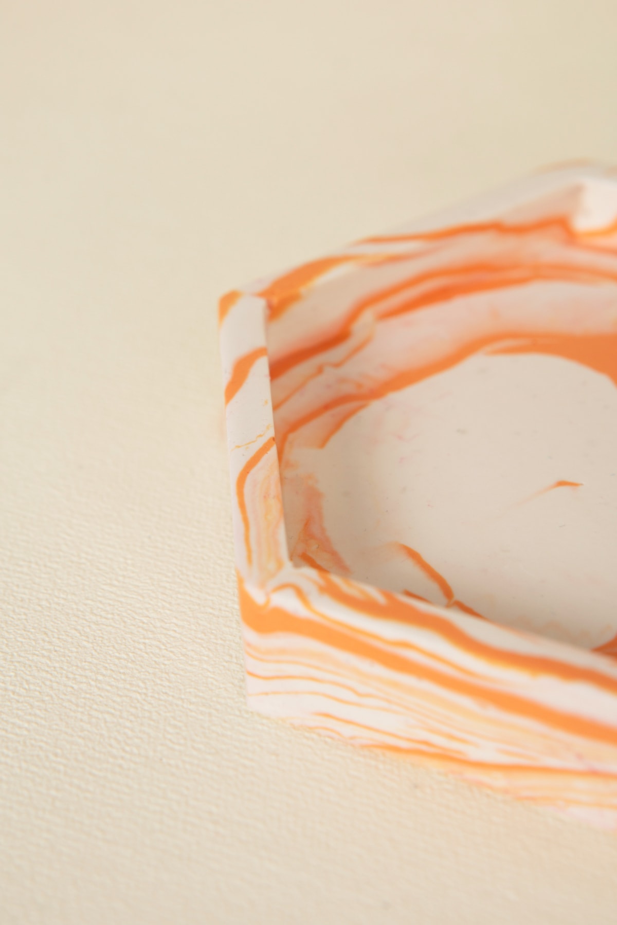 Handmeight-Concrete Hexagon Orange White Marble Patterned Base / Presentation Holder / Tray 8