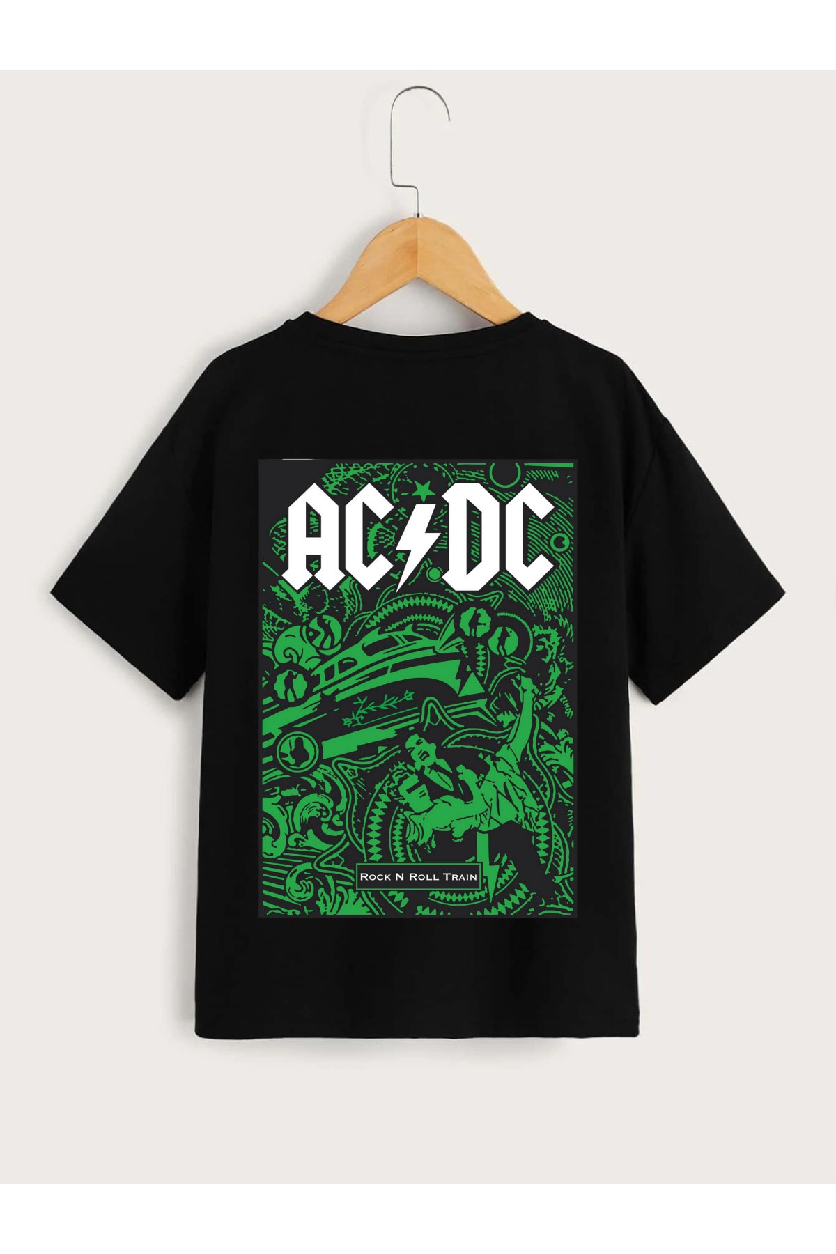 VASK Ünisex Rahat Kalıp Pamuklu Baskılı Siyah Çocuk T-shirt fotoğrafı 2 (önizleme)