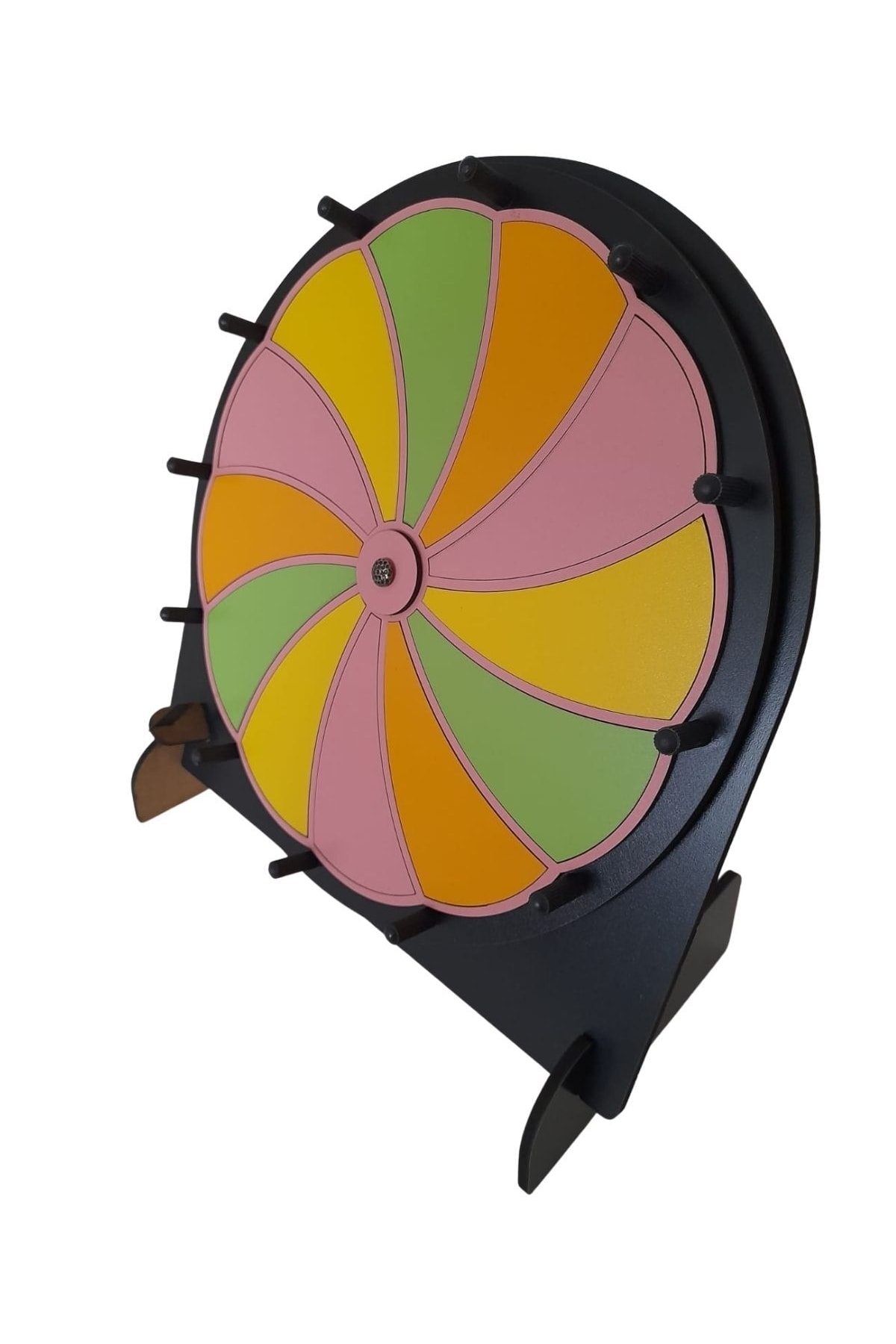 چرخ آموزشی/تفریحی ۱۲ خانه‌ای تابستانی، رنگ چوب رنگارنگ چرخ شانس – بازی‌های گروهی