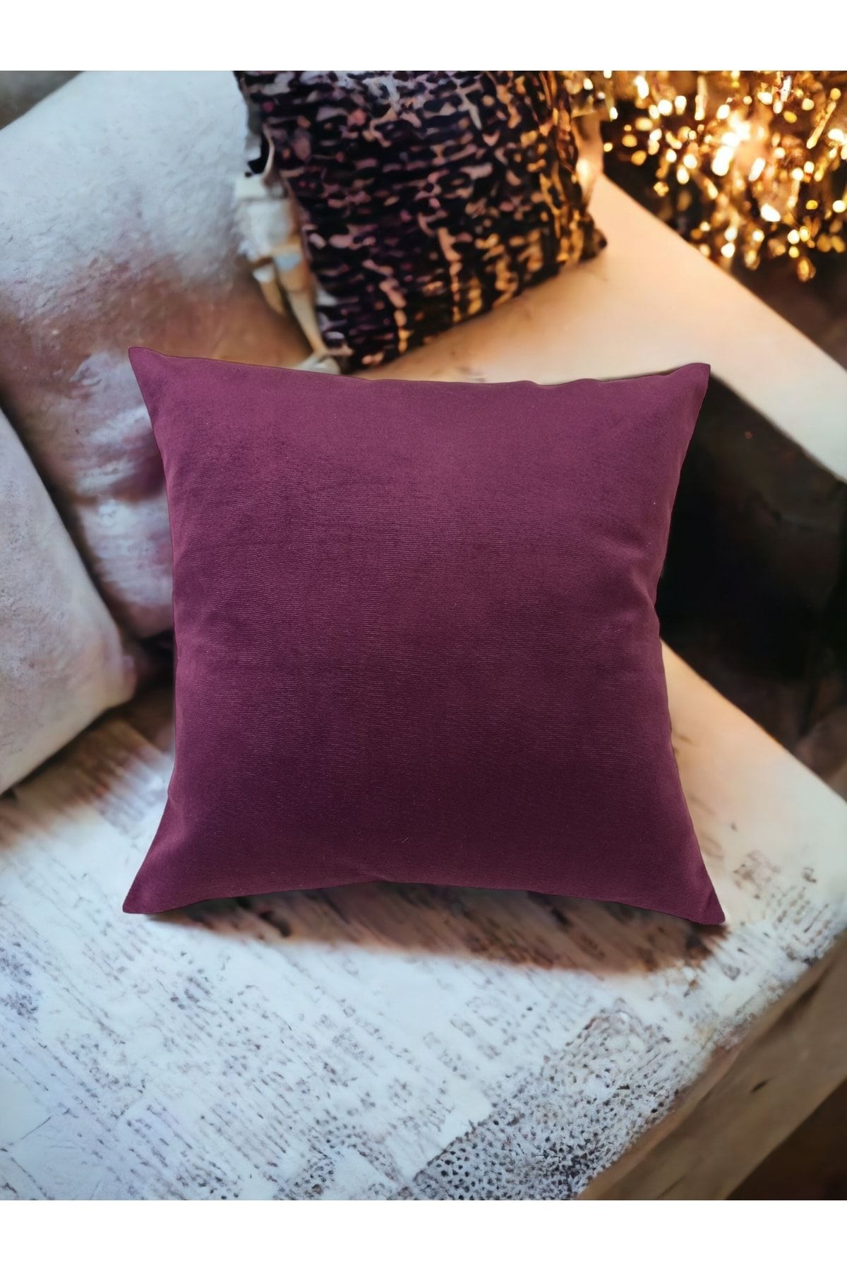 ENER HOME Solid Color Purple Decorative Throw Pillow Case Trendyol