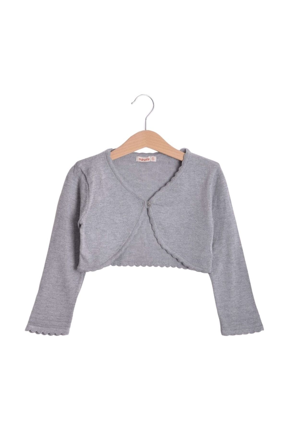 Minora Knitwear Girl s Plain Bolero Gray Trendyol