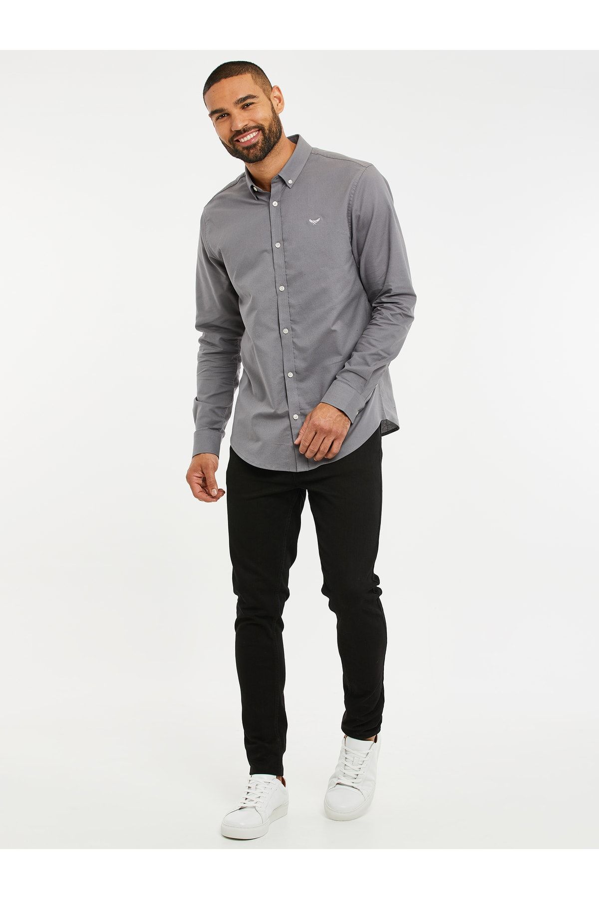 Threadbare Hemd Grau Regular Fit Fast ausverkauft