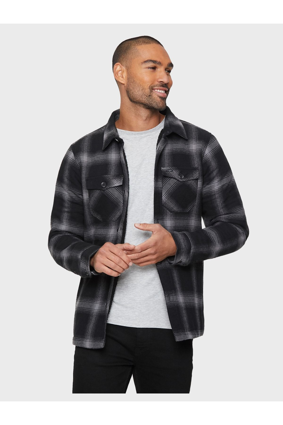 Threadbare Hemd Schwarz Regular Fit