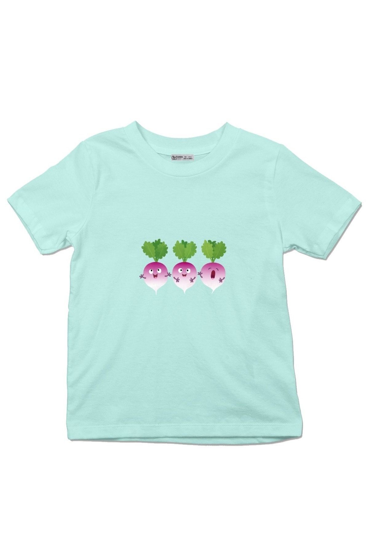GreenMint-Kids T-Shirt Cute Turnip Vegetable Trio Singing Cartoon 1