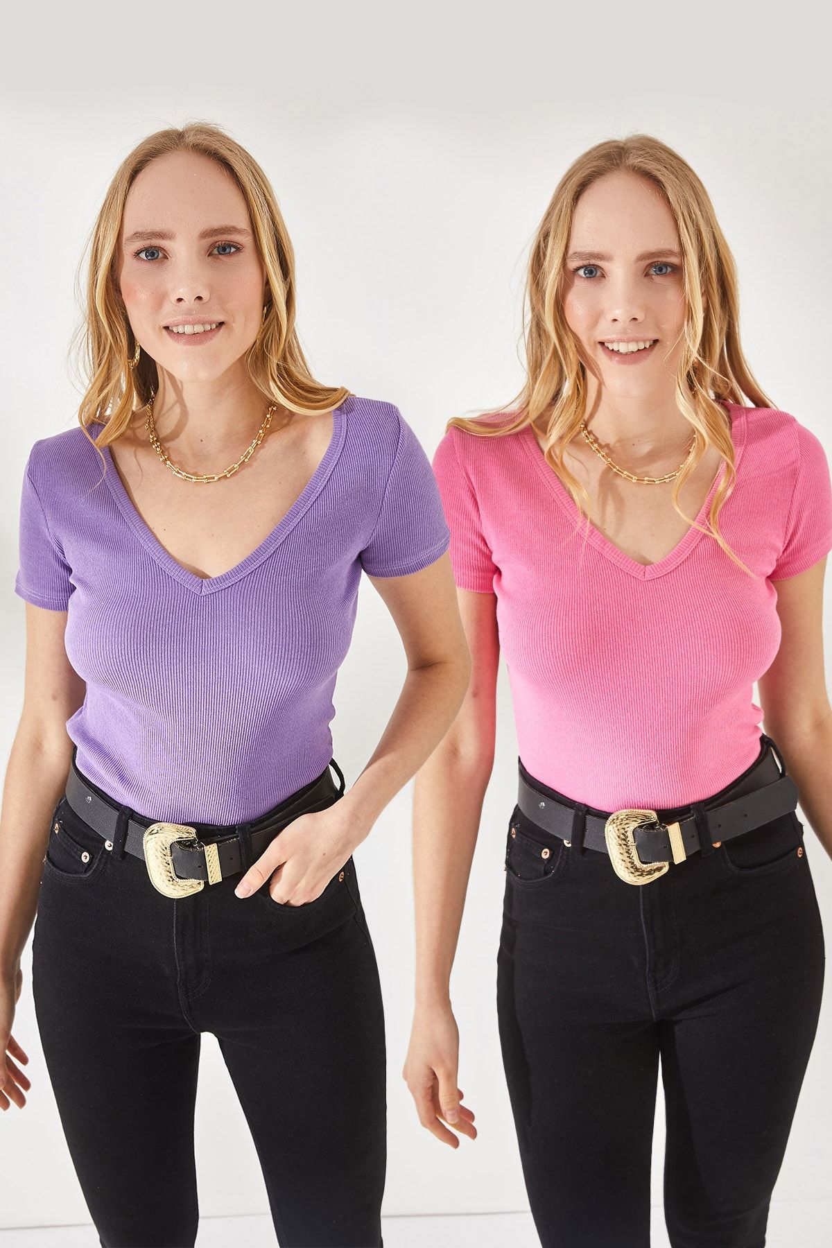 Olalook Bluse Rosa Slim Fit