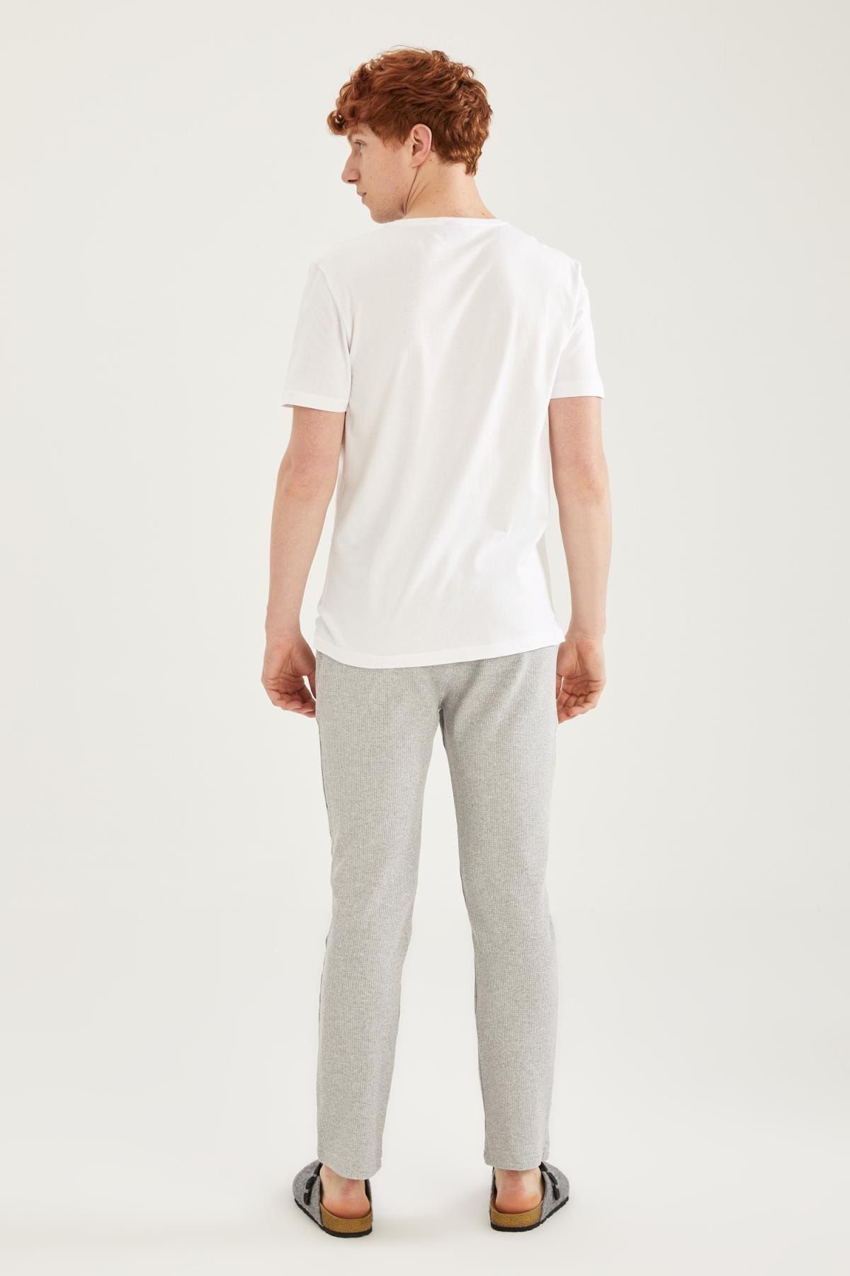 DeFacto-Men's White Regular Fit Basic Pajama Bottom T9040AZ21SP 4