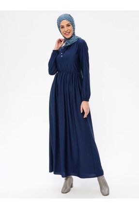Kadın Indigo Belden Büzgülü Elbise 1391393