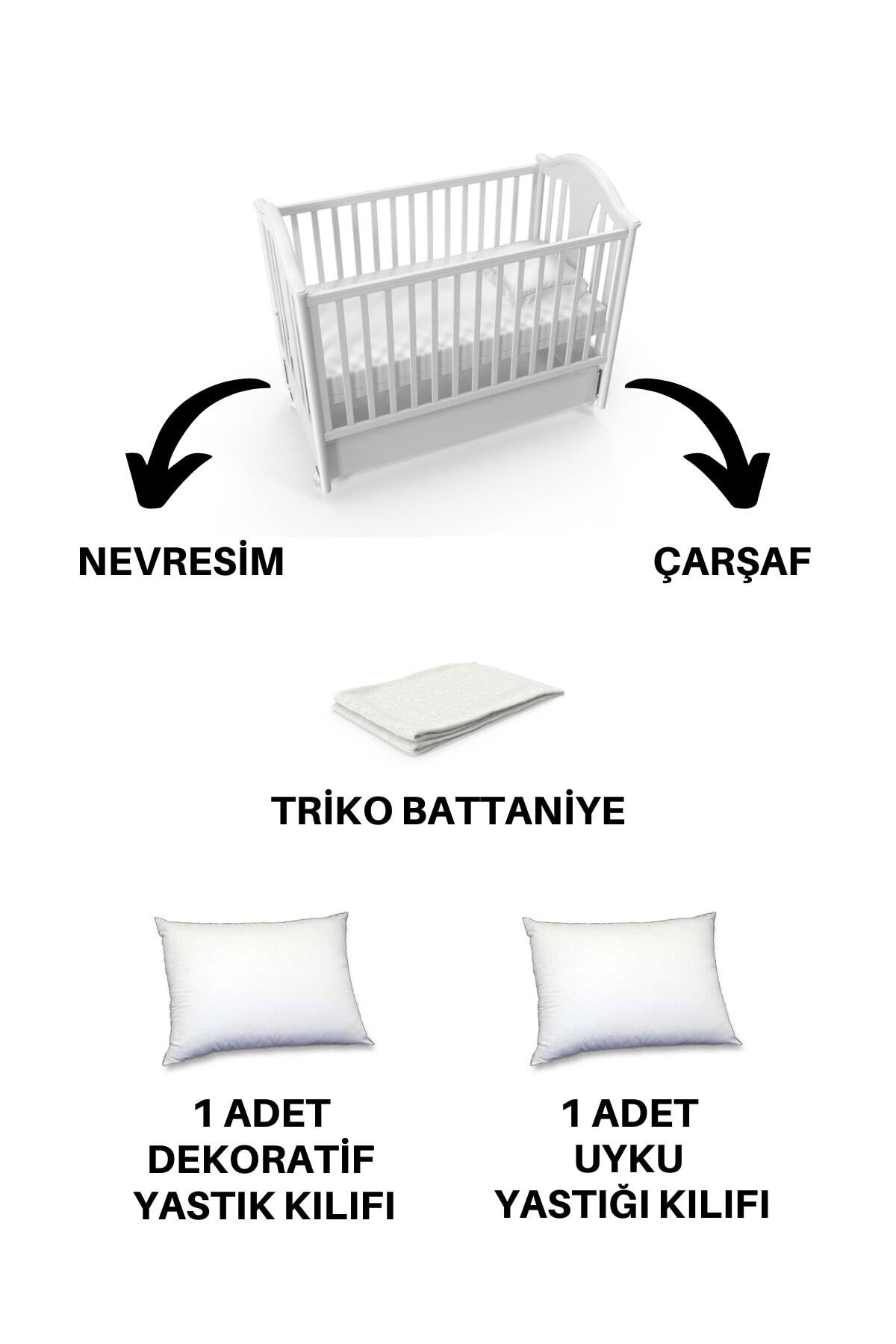 Minelya Home Collection 5 Parça Triko Battaniyeli %100 Pamuk Meva Bebek Nevresim Takımı Krem fotoğrafı 3 (önizleme)