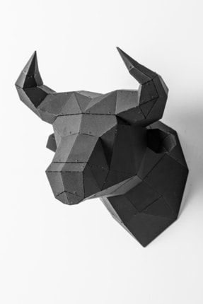 Bull Head - - 3 Boyutlu Metal Boğa Kafası - Poligonal Metalcraft Duvar Dekoru MW06012