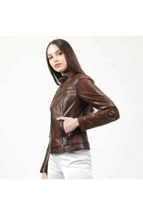Dericlub 2028 Camel Kadın Deri Mont