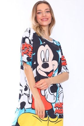 Mickey Mouse Detaylı Yarım Kollu Kısa Elbise PS060003