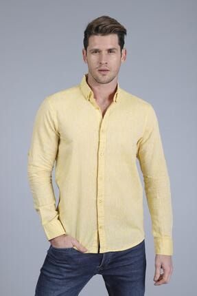 Erkek Sarı Keten Gömlek 103DLFG