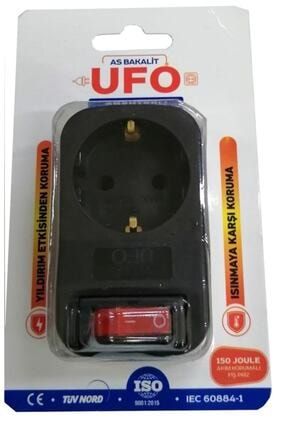 As Bakalit Ufo Anahtarlı Tekli Akım Korumalı Siyah Fişli Priz ARL-198705