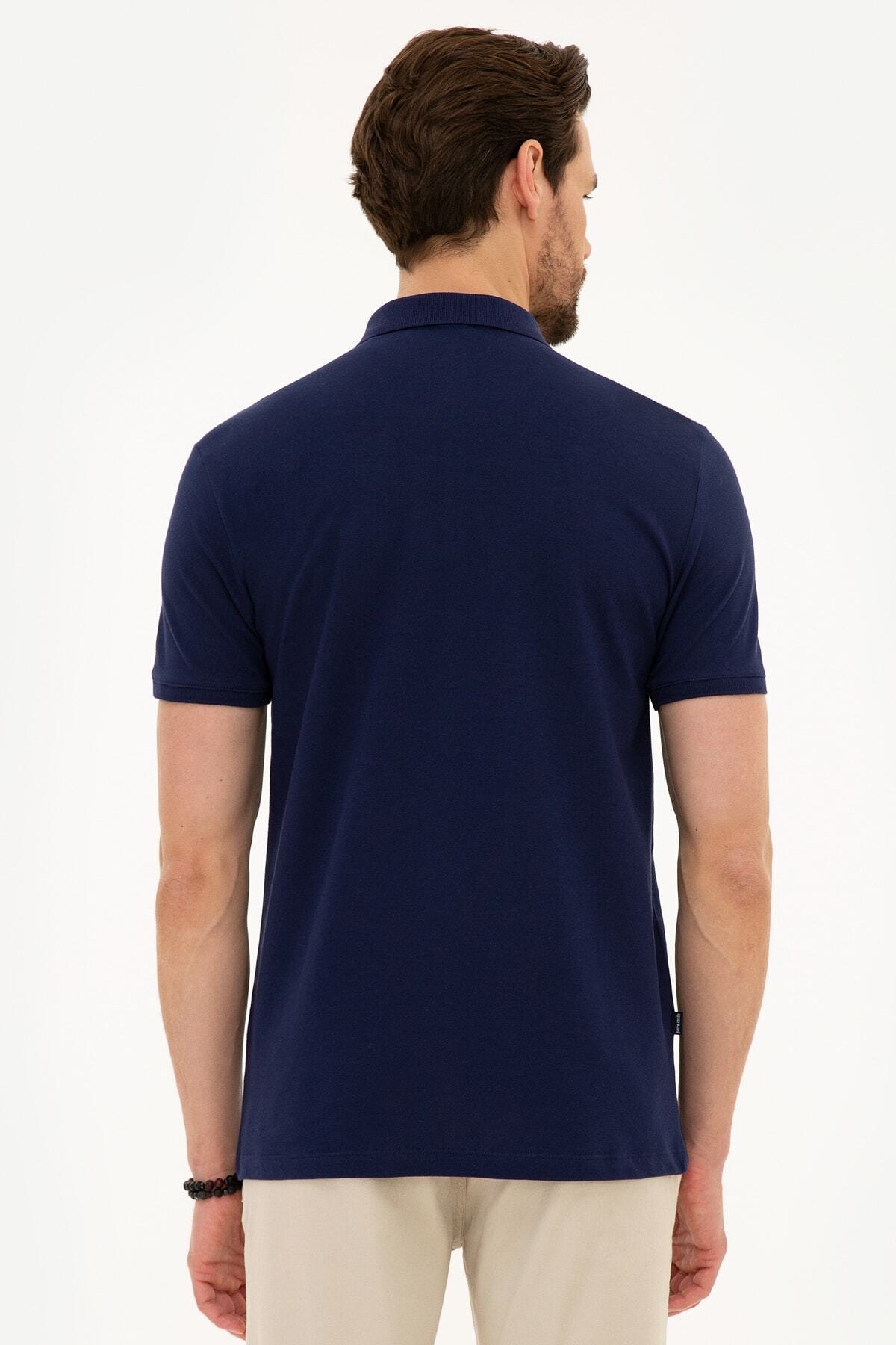 پولوشرت پیر کاردین مردانه پارچه آبی سرمه ای بیسیک راسته Slim Fit/اسلیم فیت    Slim/اسلیم فیت Daily/روزانه | Pierre Cardin G021GL011.000.1086983 TR - تصویر 3