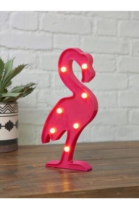 Dekoratif Pilli Ledli Flamingo Pano Masaüstü Lambası LMBXGE3050