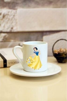 Pamuk Prenses Baskılı Beyaz Türk Kahvesi Fincanı F0151