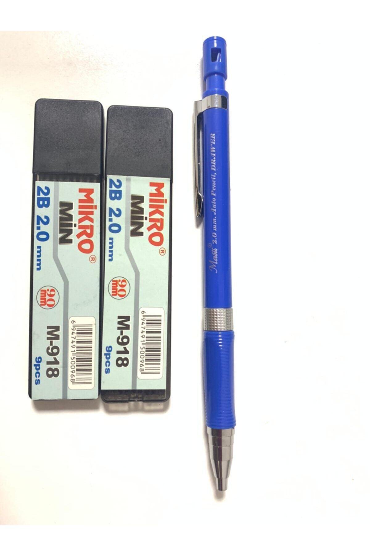 Mikro Masis 2.0 Mm Auto Pencil (1 Adet-mavi) & Min 2b 2.0 Mm Uç (2 Adet)