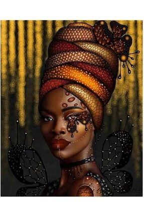 Sanat Siyahi Kelebek Kadın Elmas Mozaik Tablo Elmas Mozaik 40x60cm E20202622m E20202622M