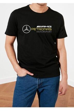 Mercedes F1 Racing Petronas Baskılı Unisex Siyah Tshirt 33000012445012