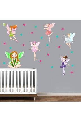 Periler Ve Rengarenk Kalpler Dev Kız Çocuk Odası Duvar Sticker 72299818KT774