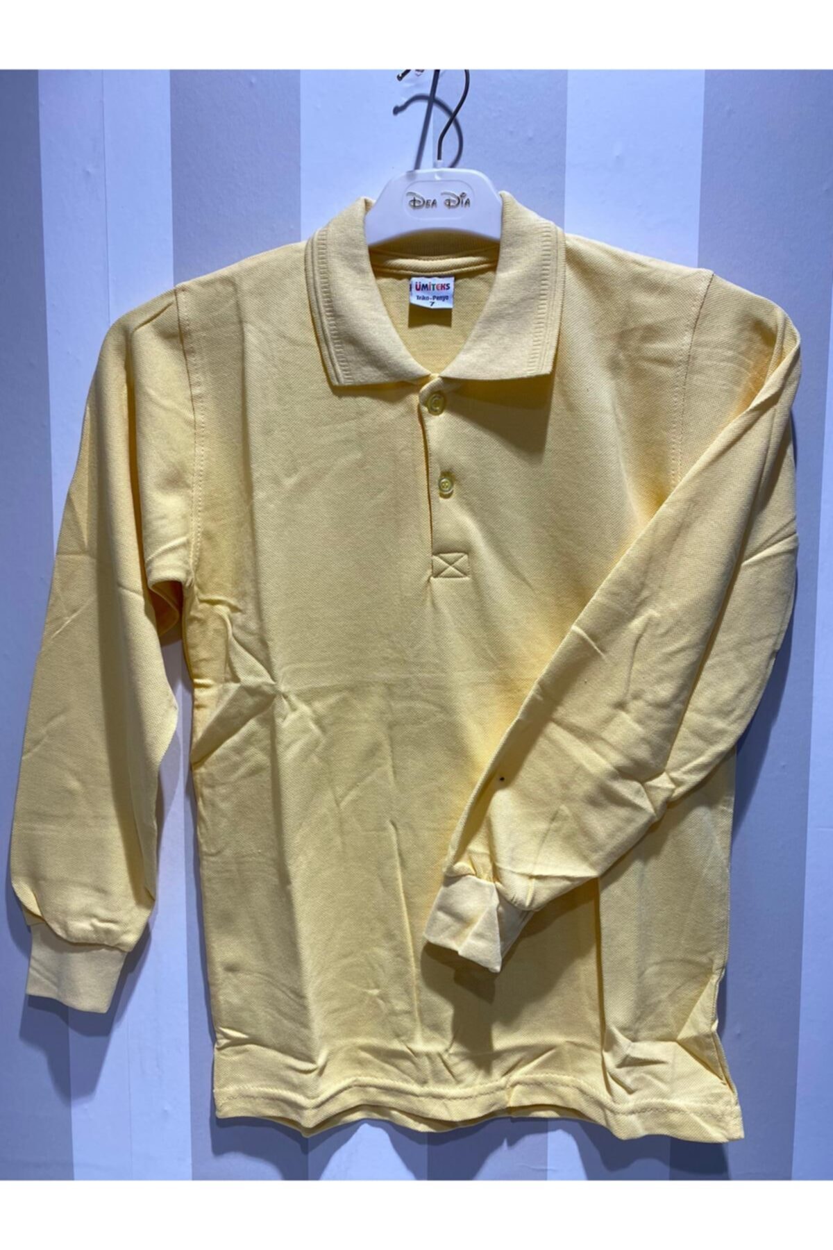 nacar çarşı Unısex Gri Polo Yaka Uzun Kol T-shırt