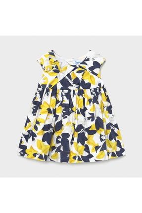 Kız Bebek Sarı Saten Baskılı Elbise 21-001966-06-800