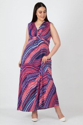 Kadın Renkli Göğüs Detaylı Renkli Elbise 65N22773