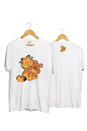 Bear Garfield Beyaz Tişört vectorwear21tbb142