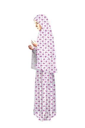 Kadın Baskılı Pamuklu Penye Namaz Elbisesi 11535
