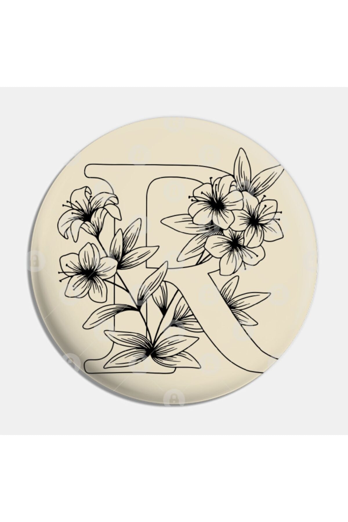 Floral Letter R Badge