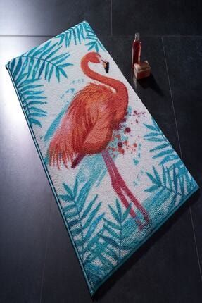 Flamingo 2'li Set Klozet Takımı Banyo Paspası Turkuaz 57x100 50x57 Cm FlamingoU1295