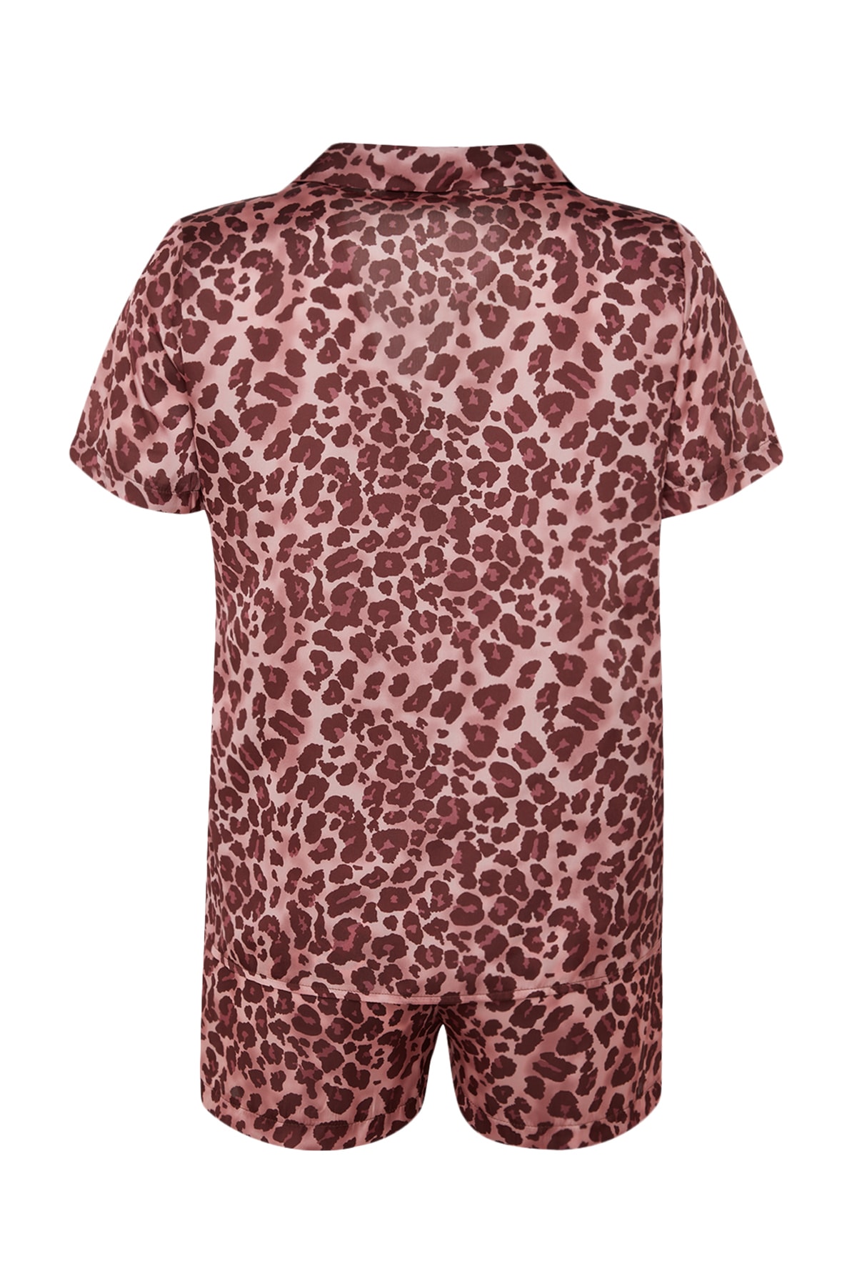Trendyolmilla  Pembe Leopar Desenli Saten Şortlu Dokuma Pijama Takımı THMSS20PT0158 - Görsel 9