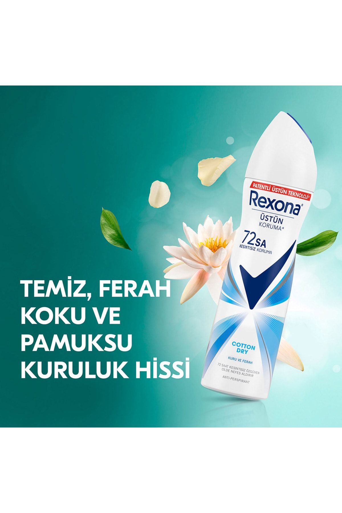 اسپری زنانه دئودورانت Cotton Dry پنبه خشک 72 ساعته  150 میل رکسونا Rexona