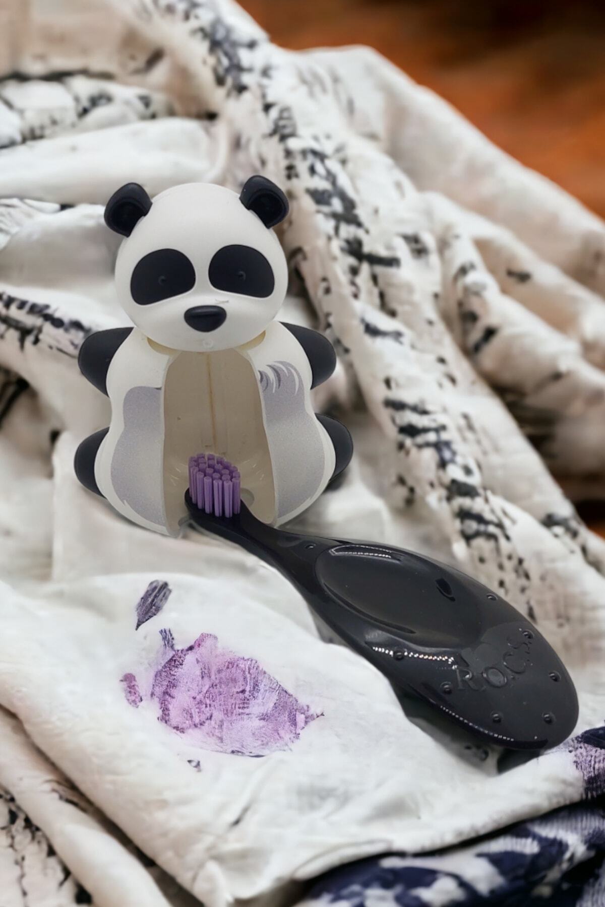R.O.C.S. Baby Neon 0-3 Yaş Diş Fırçası Mor Ve Flipper Hijyenik Saklama Kabı Seti - Panda Figürlü fotoğrafı 4 (önizleme)