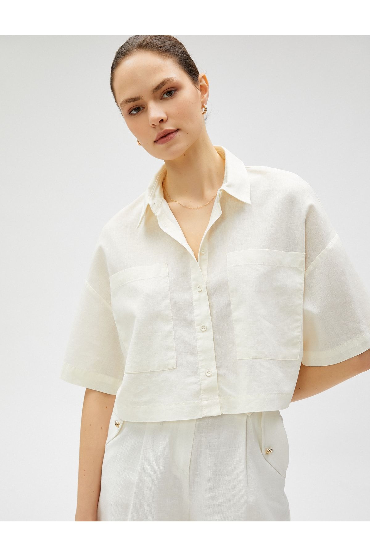 Koton Hemd Ecru Oversized