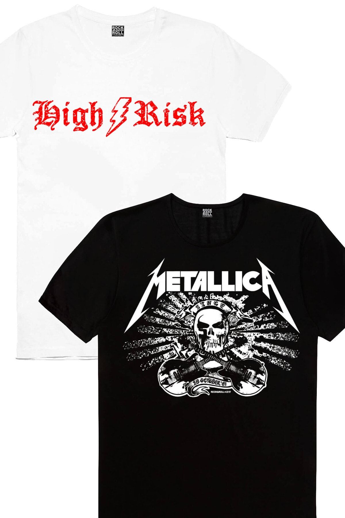 ROCK GURU High Risk White Metallica Skull Boy s T Shirt Eco Pack