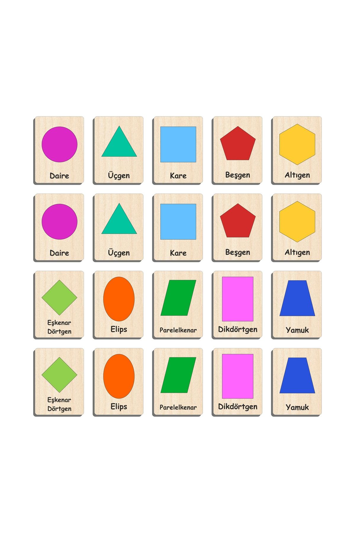 Ahtek-Wooden Puzzle Intelligence Cards Matching Game Memory Card Puzzle (geometric Shapes) 2