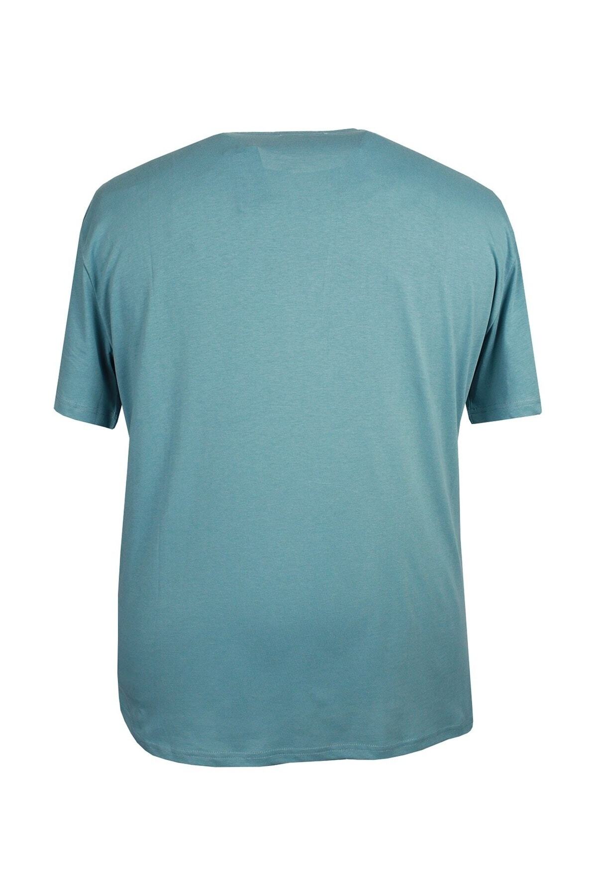 marufshop-Men's Large Size Oversize Printed Crew Neck T-Shirt 3