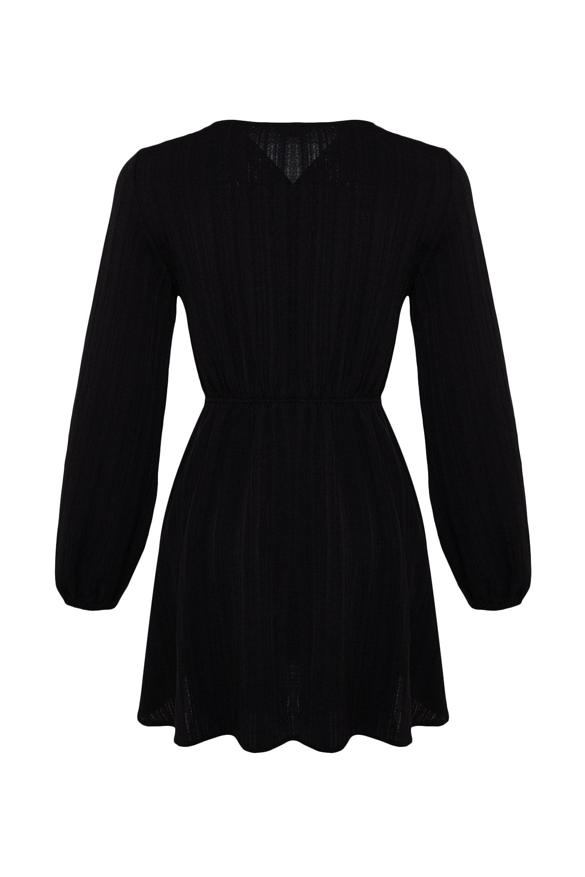 Trendyol Collection-Schwarzes, gewebtes Mini-Strandkleid aus Leinenmischung zum Binden TBESS23EL00103 14