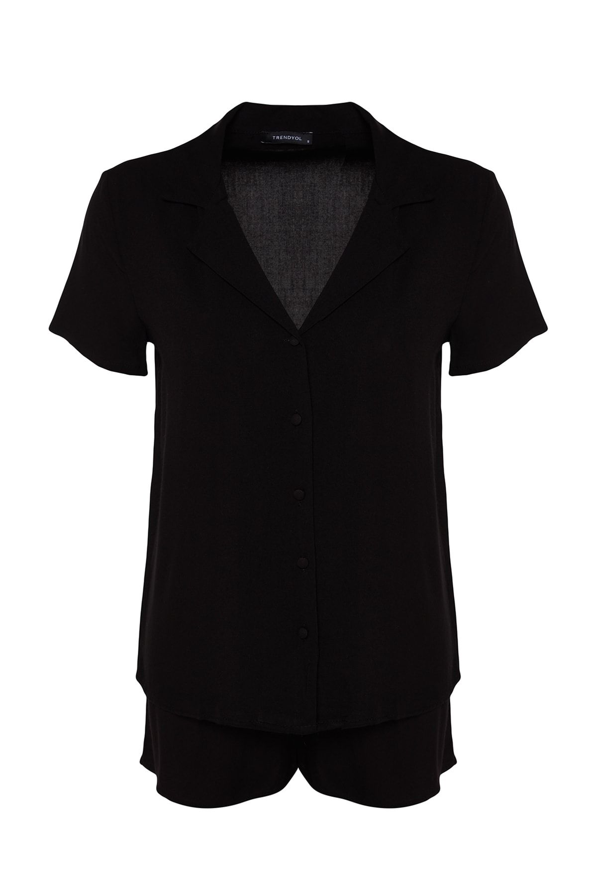 Trendyol Collection-Černá viskózová košile-šortky Tkané pyžamá THMSS19PT0004 15