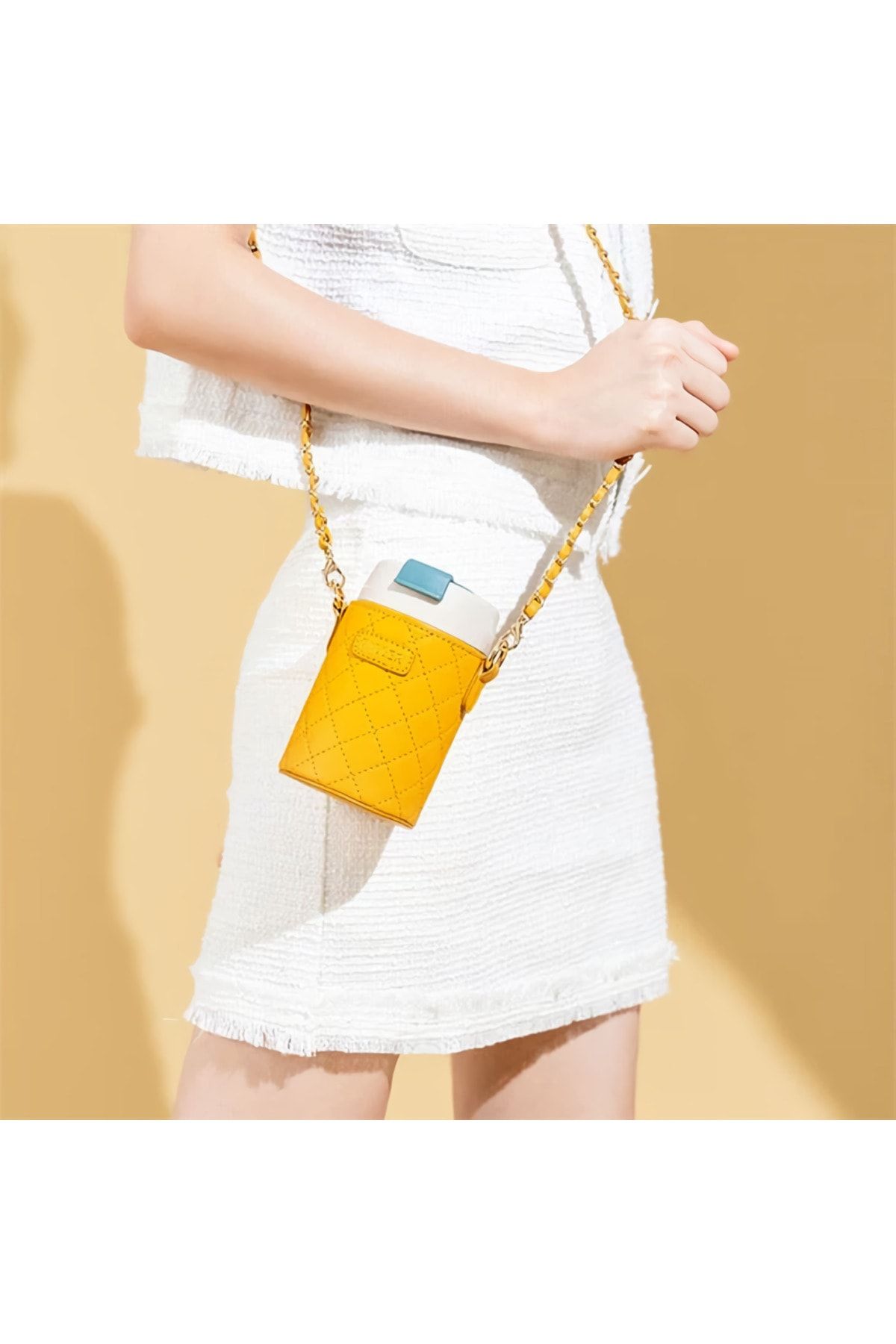 DILLER-300 Ml Steel Flask with Lock Lid Straw and Leather Case with Carrying Strap 6 Hours Hot/Cold 5