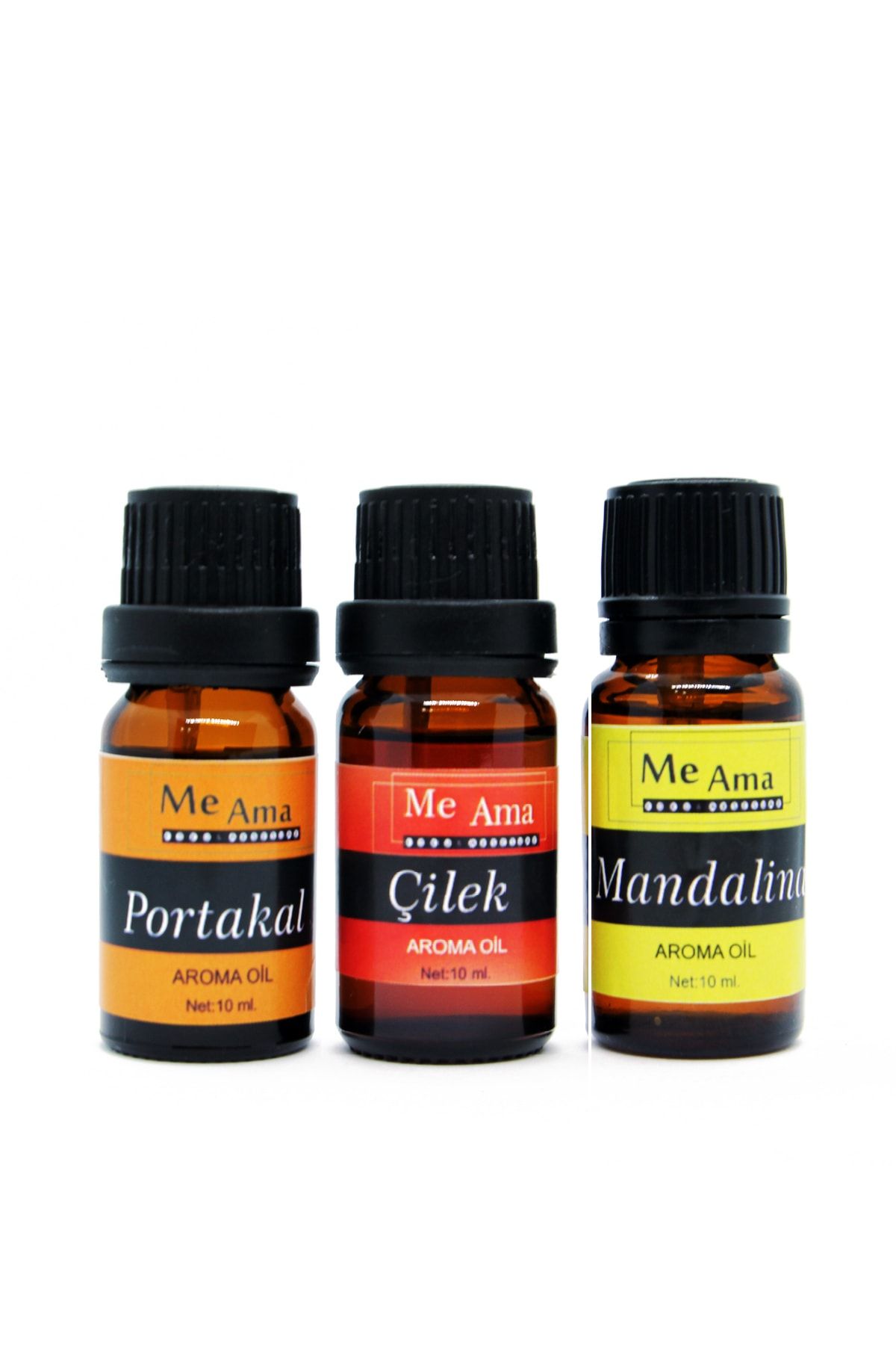 Me Ama Portakal - Çilek Ve Mandalina Kokulu Uçucu Buhurdan Yağ Aromaterapi Difizör Esansı 10 Ml 3'lü Set