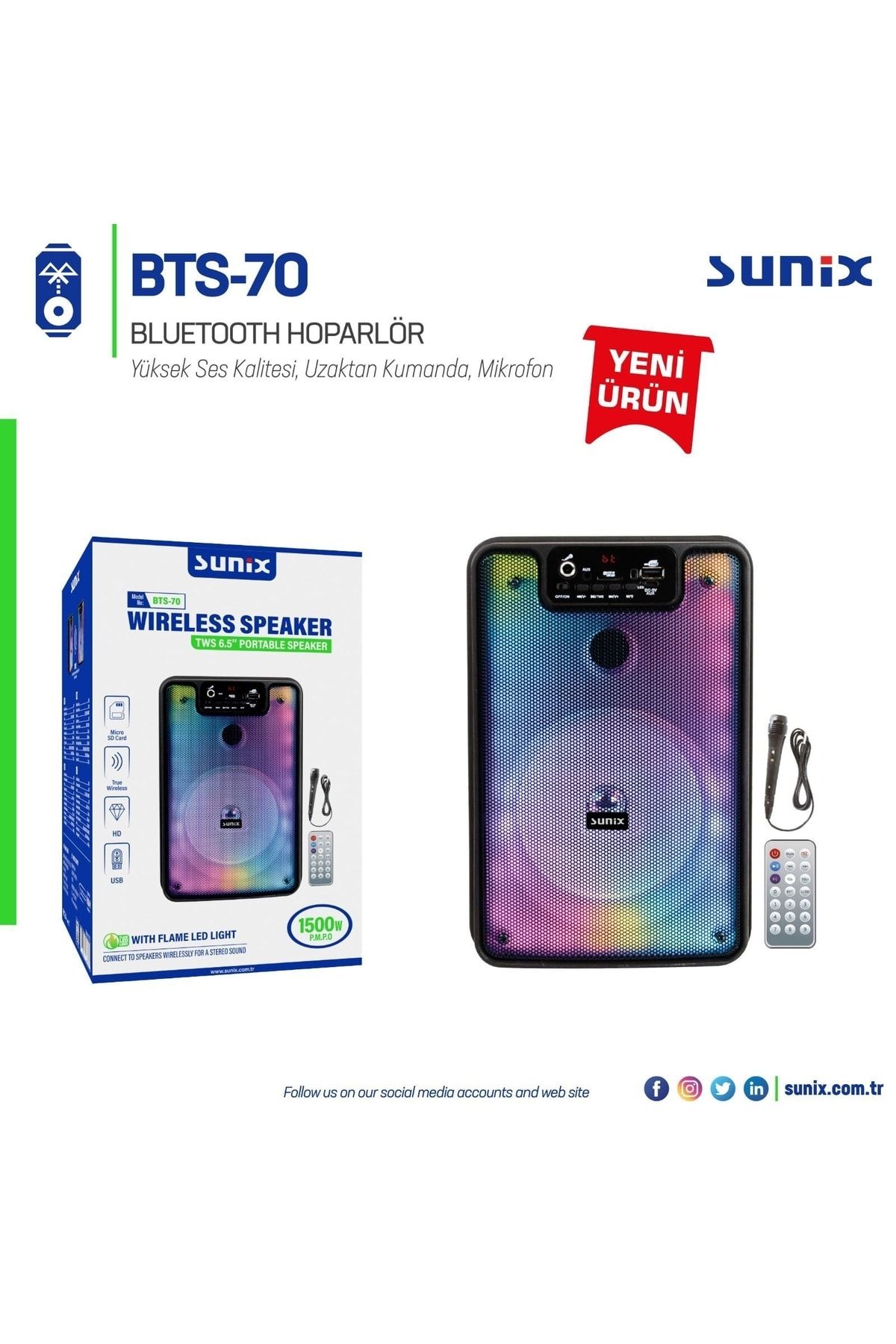 Sunix Karoke + Bluetooth Hoparlör Bts-70