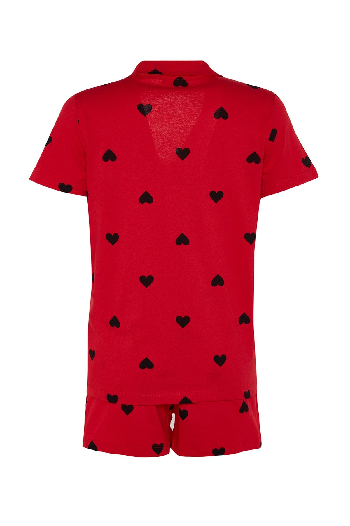 Trendyol Collection-Rotes Baumwoll-Shorts-Pyjama-Set mit Herzen – THMSS21PT0756 8
