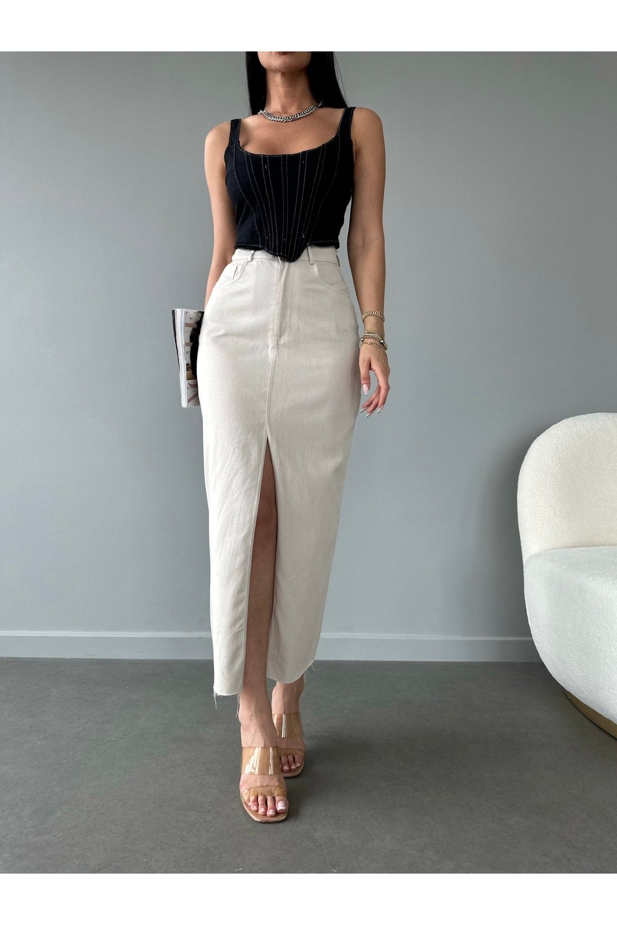 Pencil cut full best sale skirt