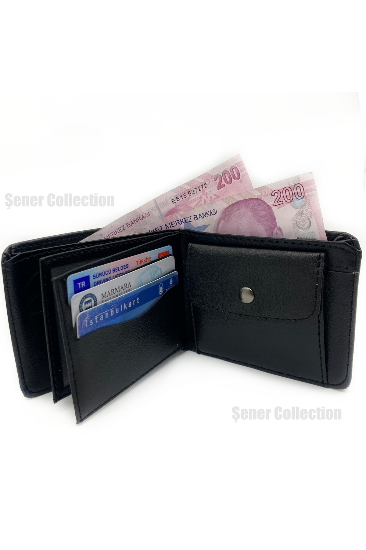 Şener collection Erkek Cüzdanı - Deri Görünümlü - Bozuk Para Bölmeli - 11 Kart Kapasiteli